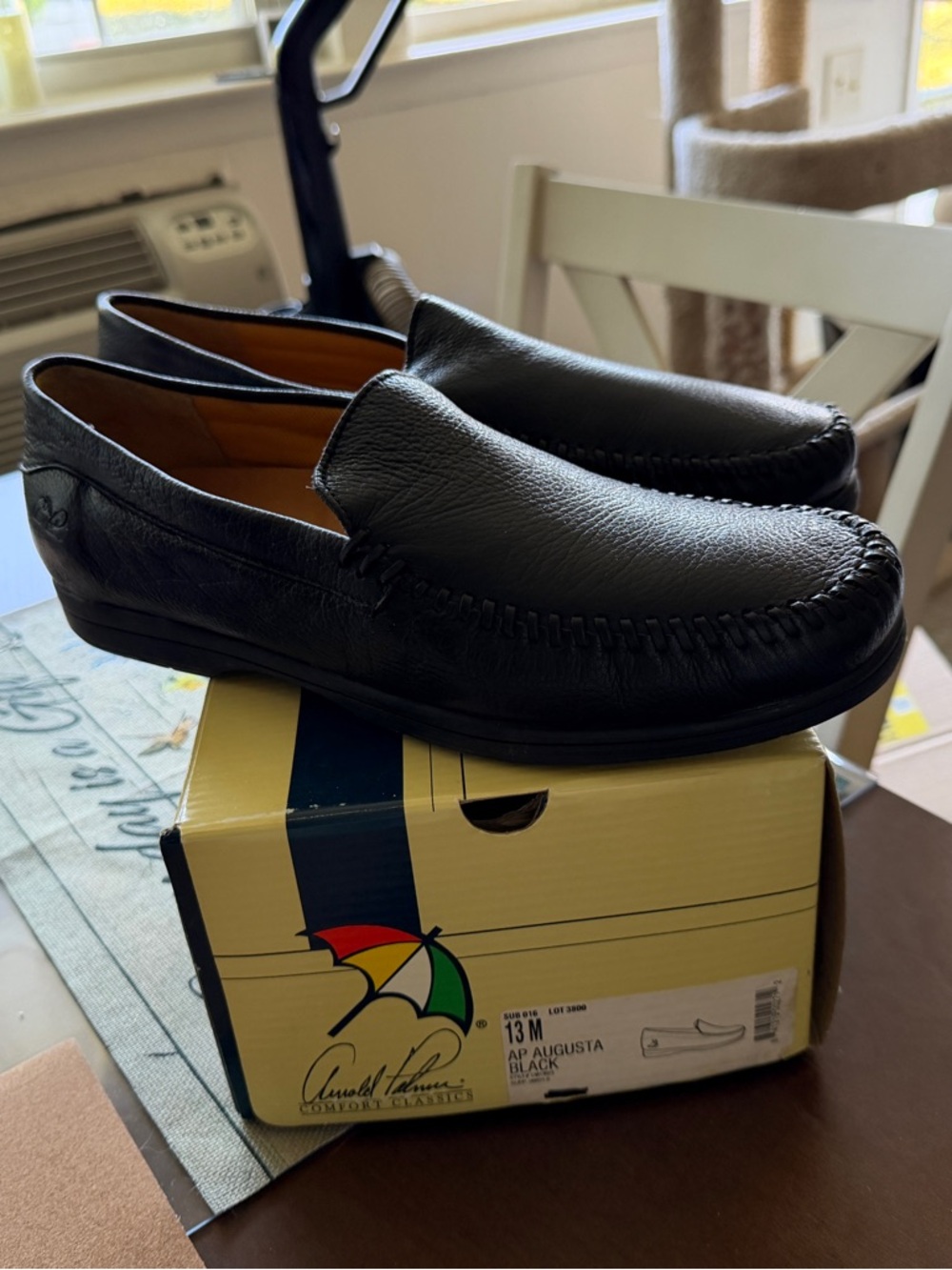 Arnold Palmer Black Leather Slip-On Moccasin Loafers for Men